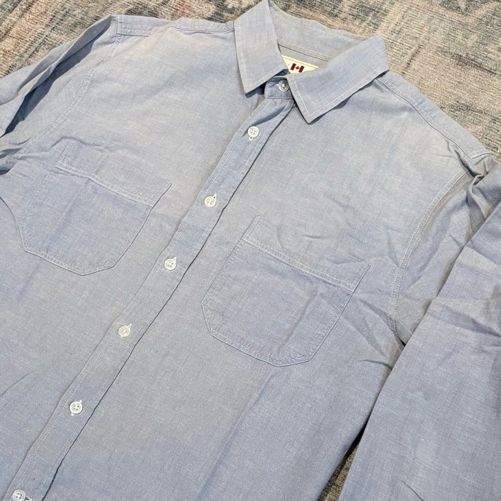 Roots Canada denim button up/button down shirt